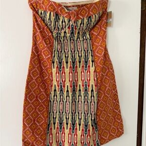RACHEL Rachel Roy Orange and Black Patterned Dress
